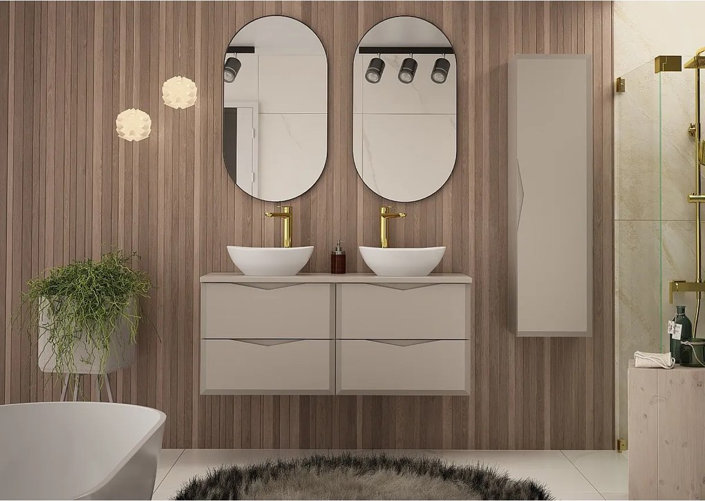 Kaszmirowy Zestaw Łazienkowy 120cm Szafka z Blatem Delica