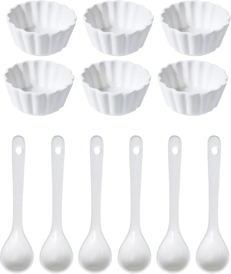 EH Zestaw miseczek do serwowania z łyżeczkami Fala okrągły, 12 szt.