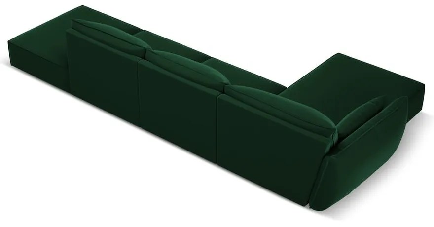 Ciemnozielony aksamitny narożnik (lewostronny/z szezlongiem) Vanda – Mazzini Sofas