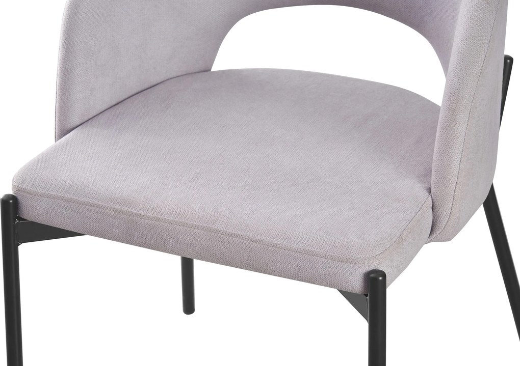ATENA Krzesło do Jadalni Szare z Oparciem, Czarne Nogi