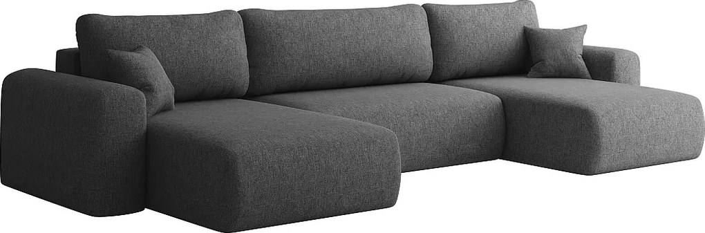 Sofa narożnik CAPRI U, z funkcją spania, do salonu, ciemnoszary