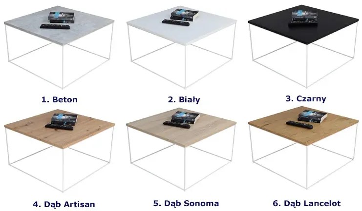 Minimalistyczny stolik kawowy z czarnym blatem - Welos 5X