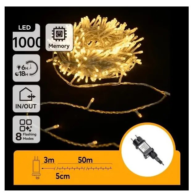 Aigostar - Zewnętrzny świąteczny łańcuch świetlny LED 1000 diod/6W/230V 50 m IP44 ciepła biel