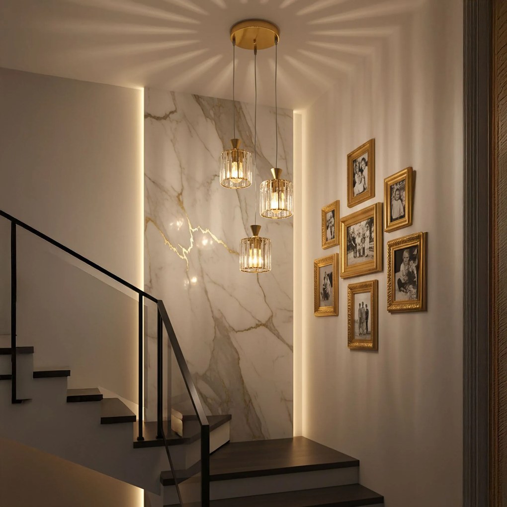 LAMPA SUFITOWA WISZĄCA EBT026-3CP ZŁOTA