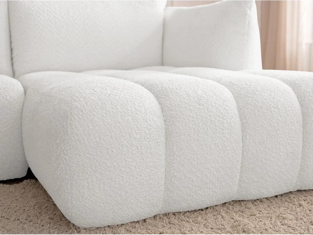 Biały narożnik z materiału bouclé (prawostronny/z szezlongiem) Azra – Bobochic Paris