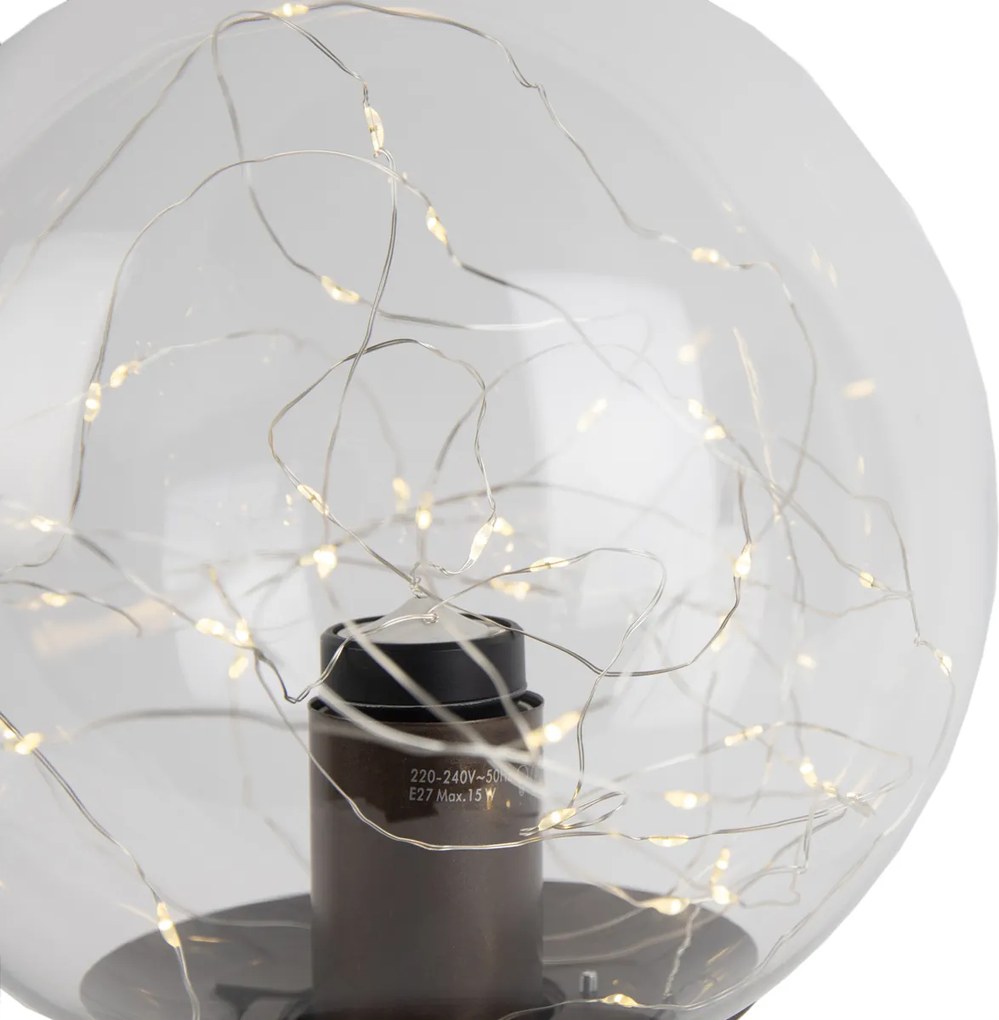 Lampa stołowa w stylu Hotel Chic, ciemny brąz z przezroczystym szkłem, z przewodem E27 - Pallon Trend