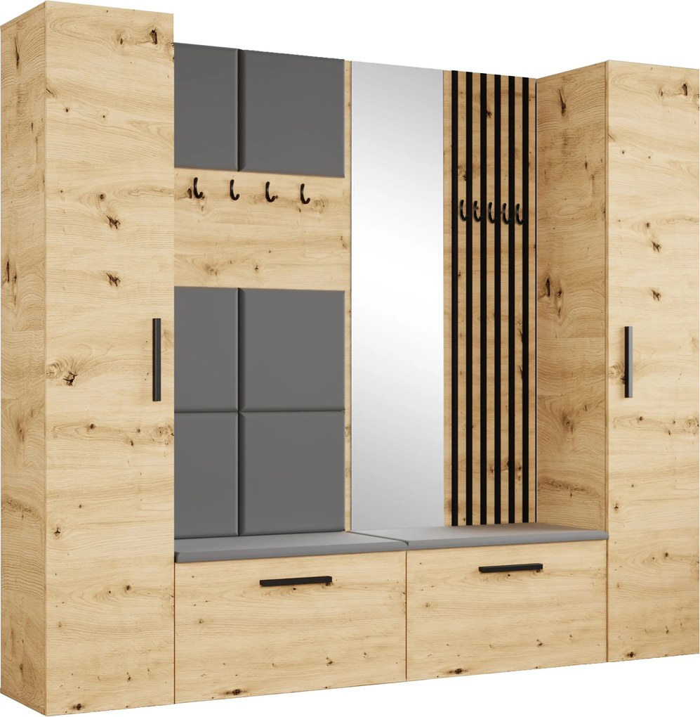 Masseno Garderoba MODULO 241,2/204/40 cm do Przedpokoju Nowoczesna Dąb Artisan