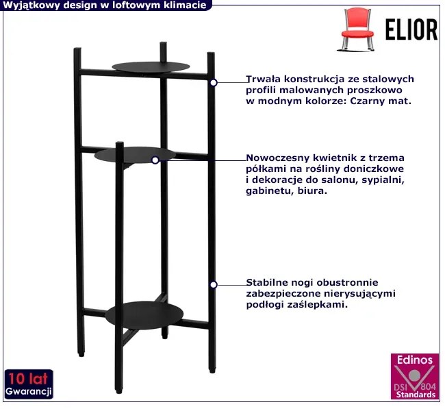 Metalowy potrójny kwietnik - Elmar 6X