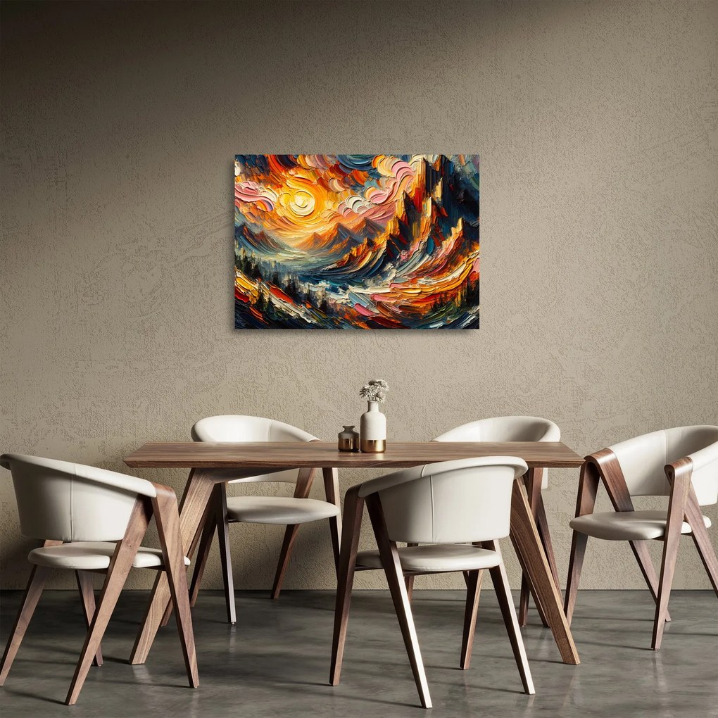Obraz na szkle - Góry oświetlone słońcem (70x50 cm)