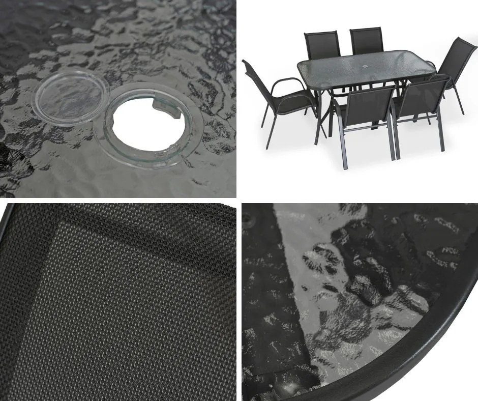 Zestaw mebli ogrodowych ze stołem 6 osób Nebraska, czarny