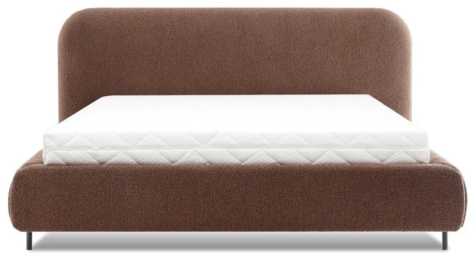 Tapicerowane łóżko dwuosobowe ze schowkiem ze stelażem 140x200 cm w kolorze terakoty Pointt – ELTAP