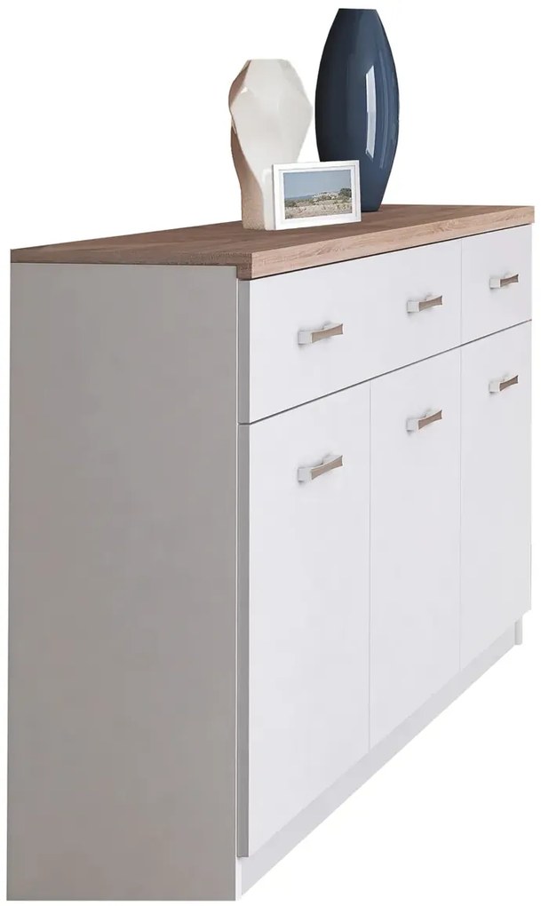 Biała Komoda Z Szafkami I 2 Szufladami 120 Cm E9-C96