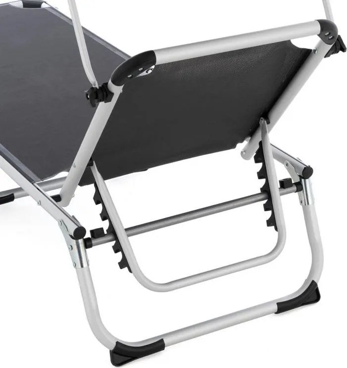 Leżak ogrodowy, składany z daszkem, antracyt 187 cm