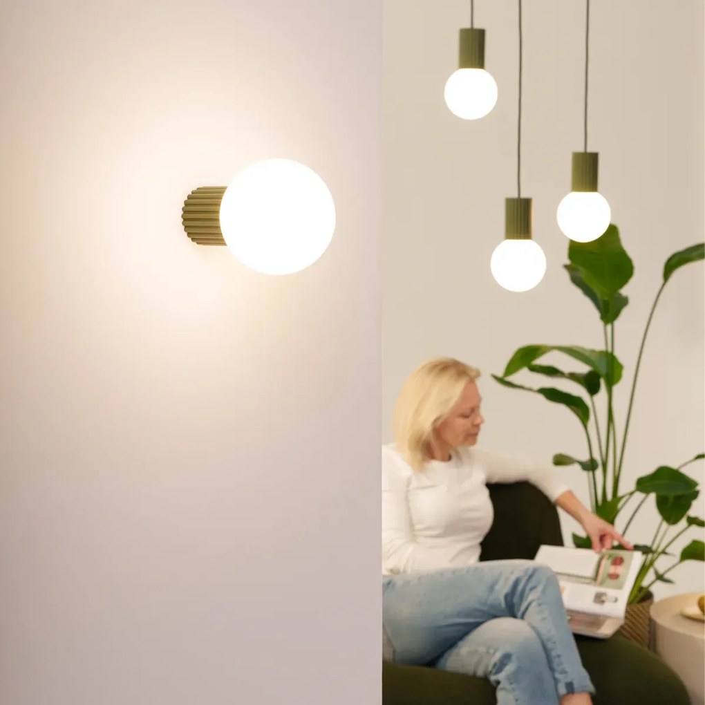 Lampa biurkowa HALO zielona oliwka ryflowana SOLLUX  LIGHTING
