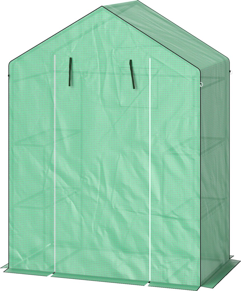 Outsunny Szklarnia z półkami, mini-szklarnia, odporna na UV, okna z siatki, drzwi na zamek błyskawiczny, 143D x 74S x 190W cm, Zielona