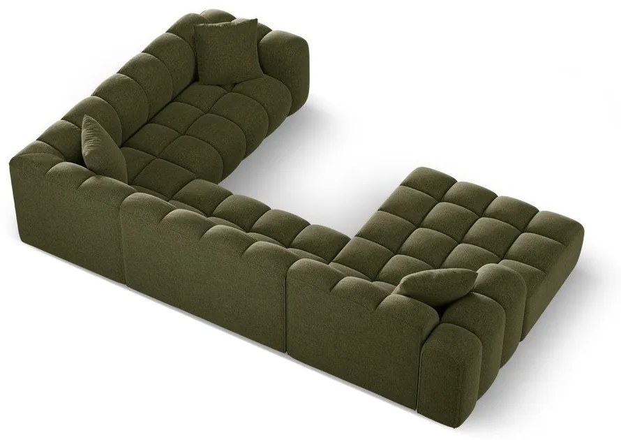 Zielony narożnik z tkaniny szenilowej (prawostronny/w kształcie litery U) Treno – Cosmopolitan Design
