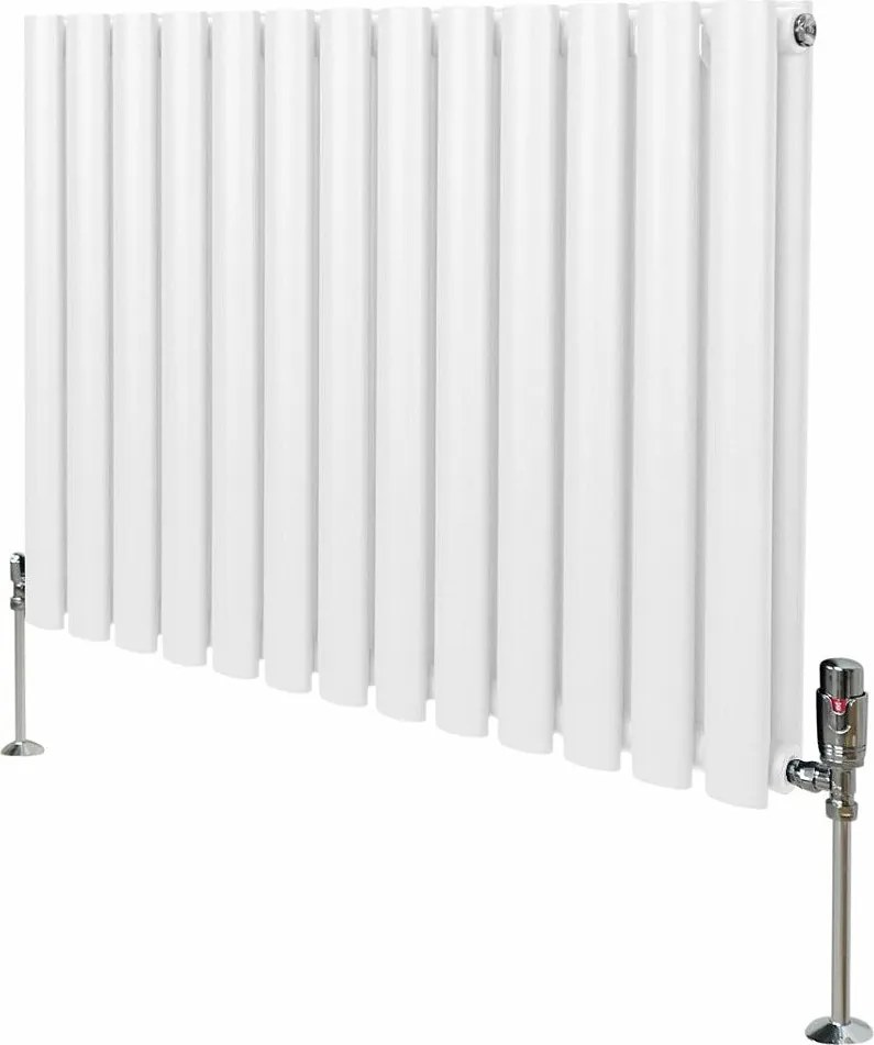 Grzejnik kolumnowy owalny z zaworami – 600 mm x 780 mm – biały