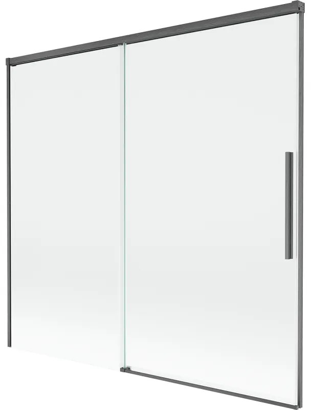 Mexen Rox parawan nawannowy 2-skrzydłowy rozsuwany 170 x 150 cm, transparent, gun gray szczotkowany - 8C9-170-001-66-00