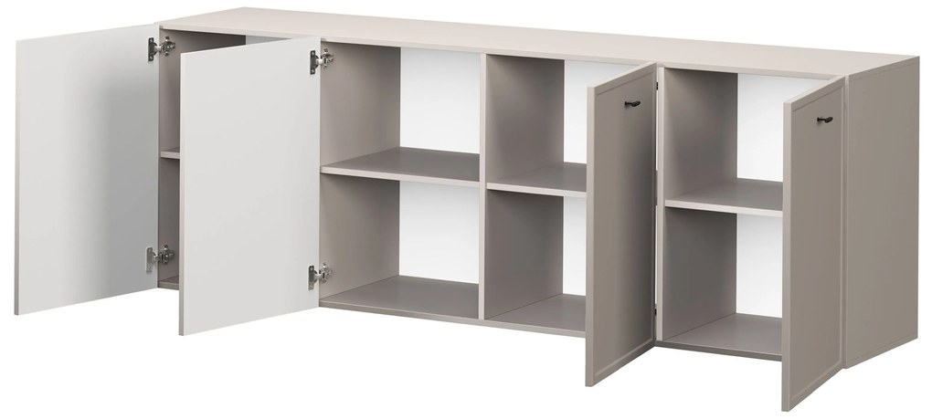 Komoda wisząca czterodrzwiowa Lorini 200 cm - kaszmir / czarne uchwyty T-bar