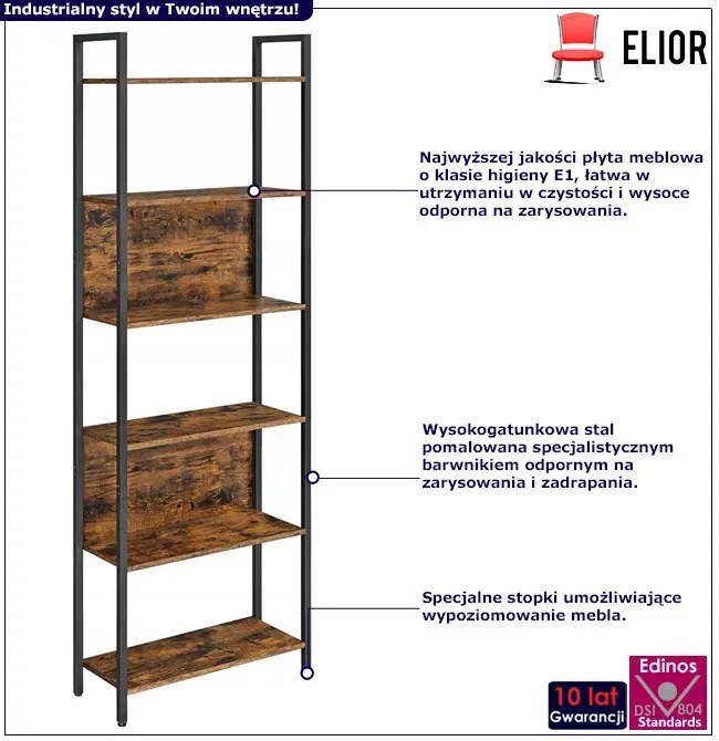 Industrialny metalowy regał rustykalny brąz S5-A08