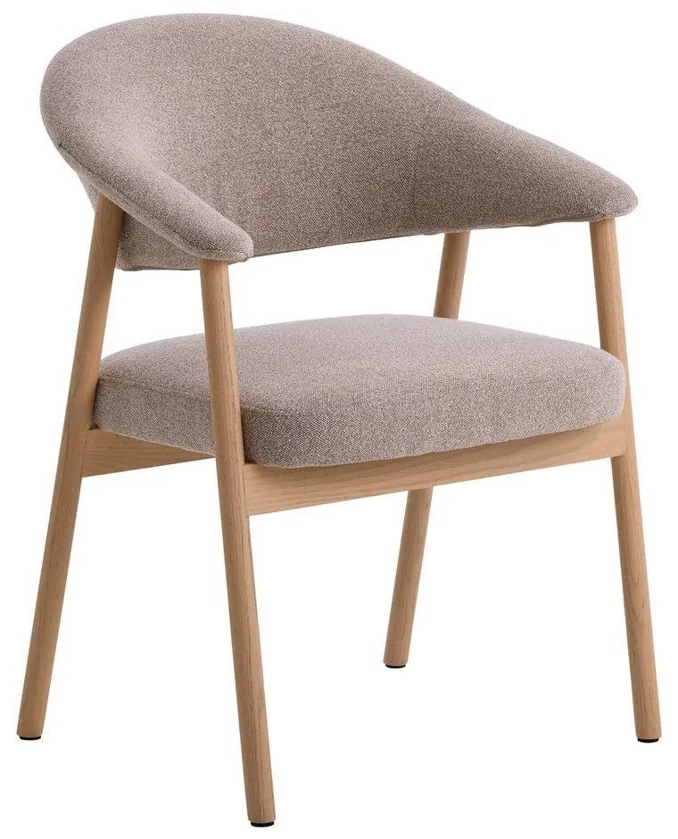 Beżowe fotele jadalniane zestaw z podłokietnikami 2 szt. z litego drewna dębowego Elk – Unique Furniture