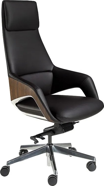 Czarne obrotowe krzesło biurowe z imitacji skóry