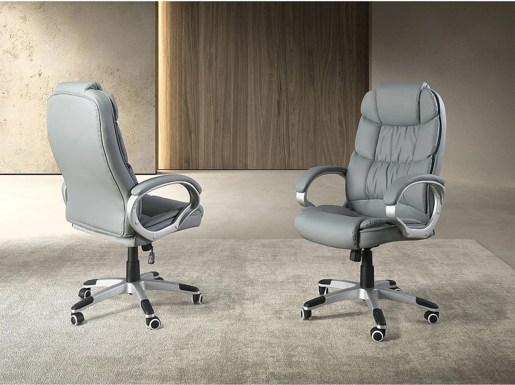 Obrotowe krzesło biurowe z szarej skóry ekologicznej 4154 ANGEL CERDA