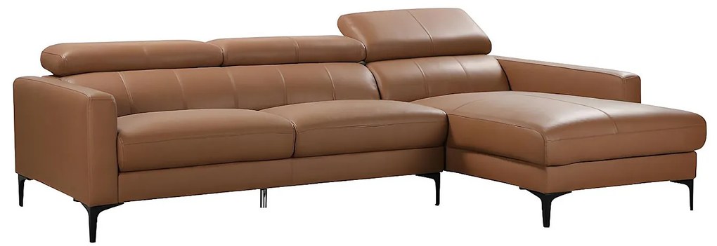 Kanapa narożna ze skóry bawolej FLORENCE - Kolor wielbłądzi - Narożnik prawostronny