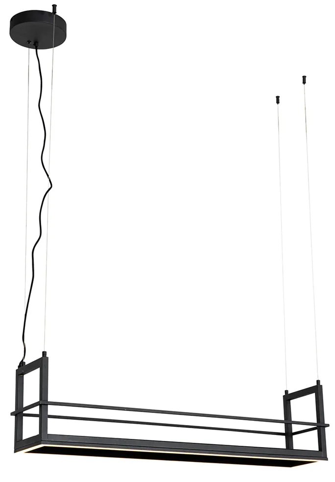 Lampa wisząca czarna z półką w komplecie z diodą LED, 3-stopniowy ściemniacz - Cage RackPrzemysłowy Oswietlenie wewnetrzne