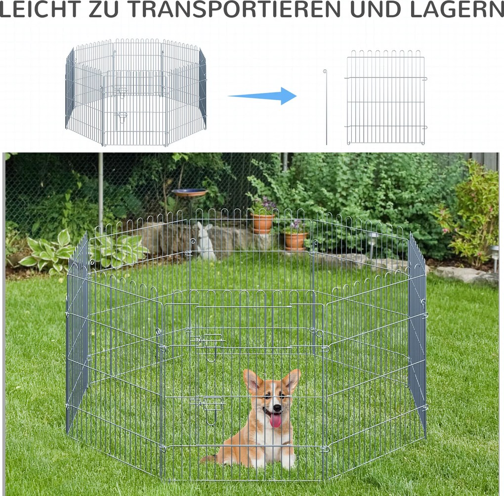 PawHut Kojec dla Szczeniąt Metalowy Wybieg Bezpieczny 63x76 cm Srebrny | Aosom PL