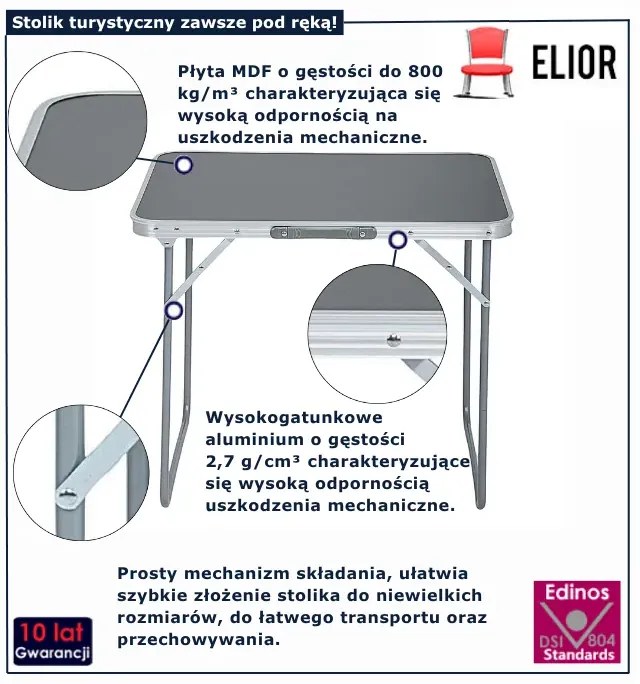 Szary mały stolik campingowy D8-H43
