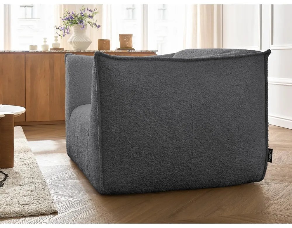 Ciemnoszary fotel z materiału bouclé Giorgia – Bobochic Paris