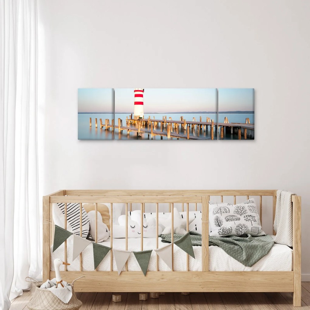 Obraz latarni morskiej o świcie (170x50 cm)