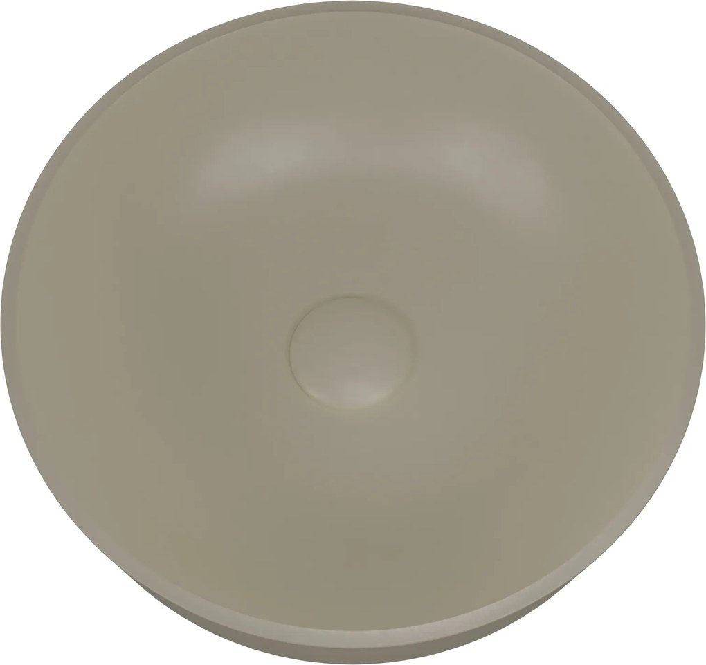 Umywalka z konglomeratu nablatowa okrągła beżowa 40 cm KALMI beige mat