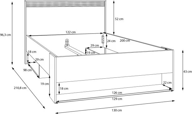 Łóżko młodzieżowe 120x200 cm z półką i szufladą Wexlin 1122