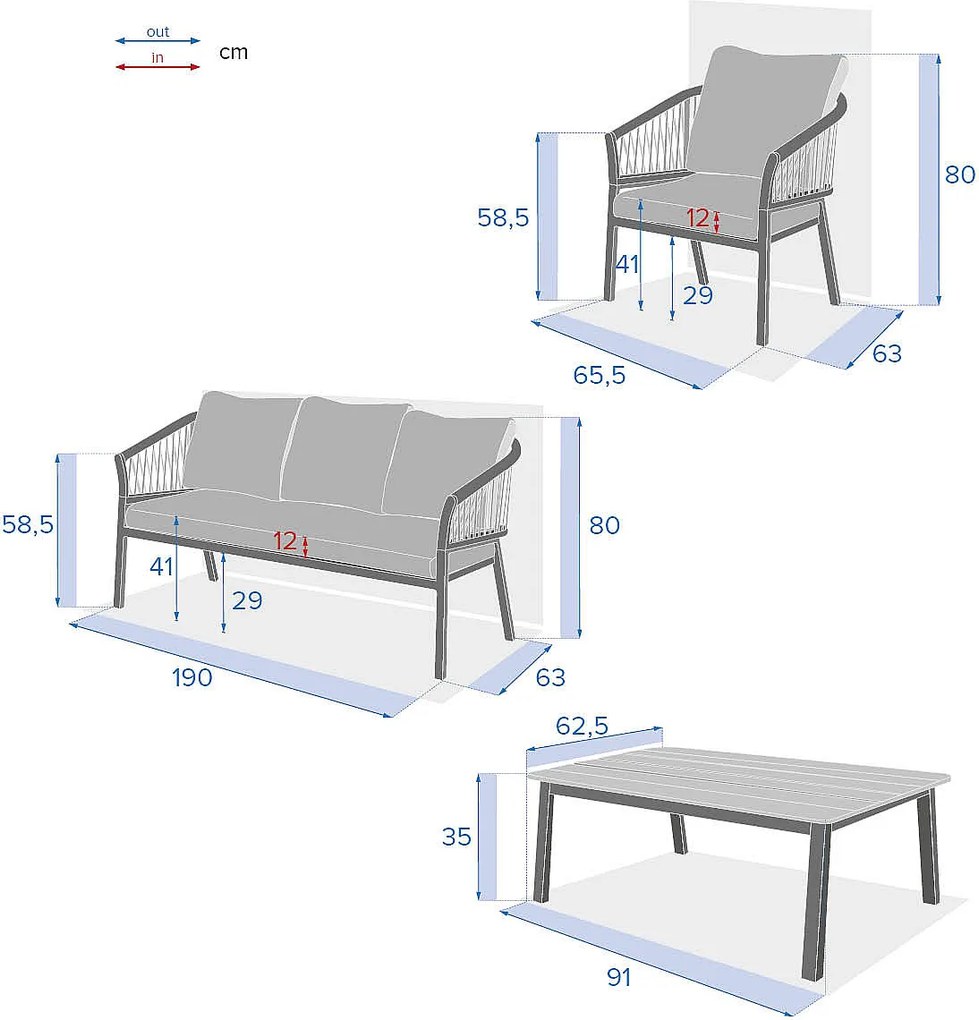 Zestaw aluminiowy dla 5 osób COLUMBIA (antracyt)