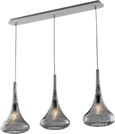 Szyny Nemesis Iron z szarym szkłem Pyrex, 3 światła, dł. 75 x 10, BL280-BIN3-GR