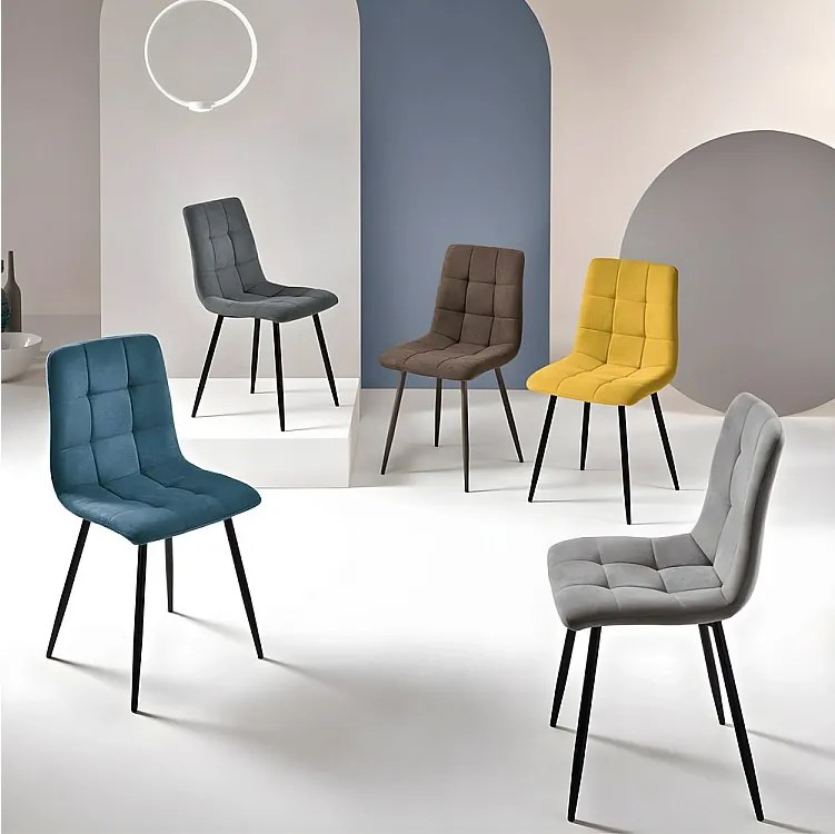 Zestaw 4 nowoczesnych niebieskich sof w tkaninie "Milly" z uwodzicielskim nadrukiem cm 45x53 88h