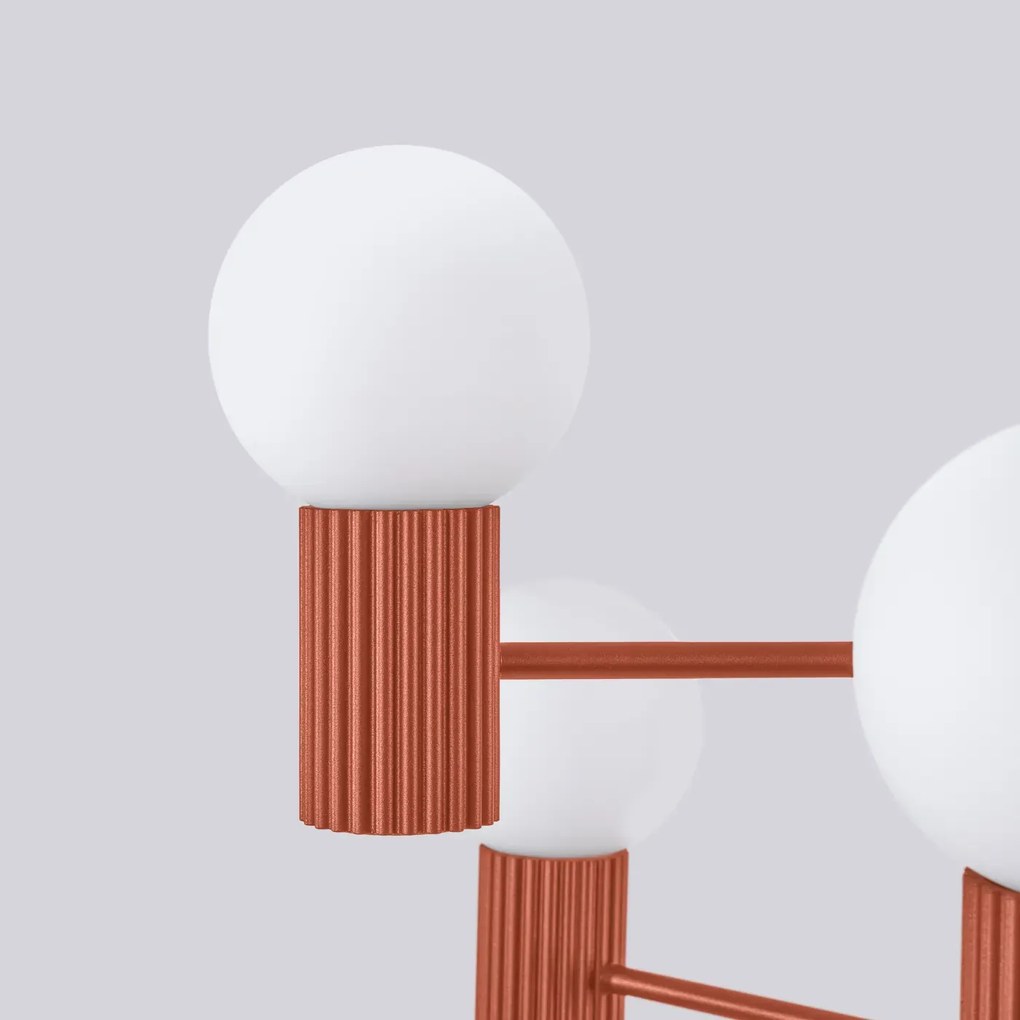 Żyrandol HALO 6 ochra czerwona ryflowana SOLLUX  LIGHTING