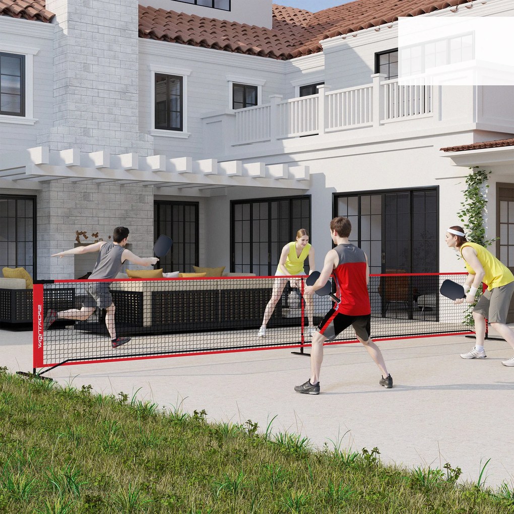 Zestaw do pickleballa SPORTNOW z siatką, stojakiem, piłkami, stalą, plastikiem, Czerwony