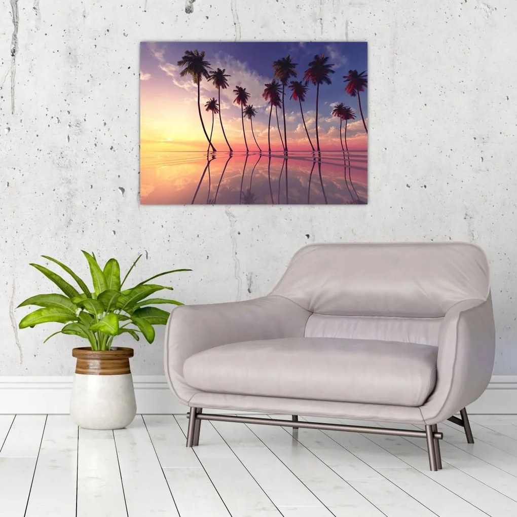 Obraz palm wznoszących się nad powierzchnią (70x50 cm)