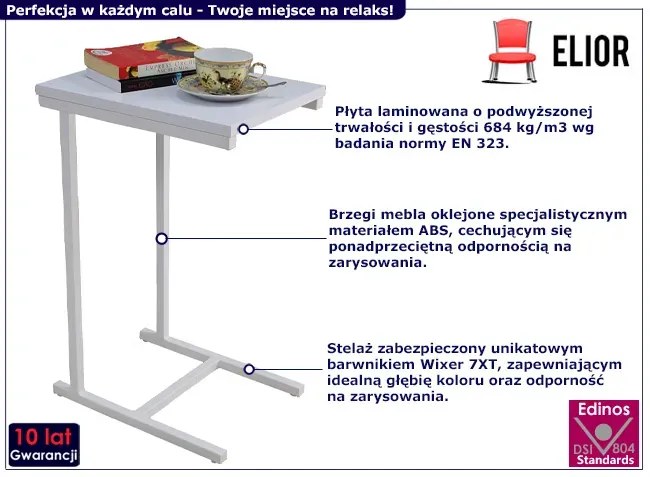 Biały stolik pomocniczy Sofia