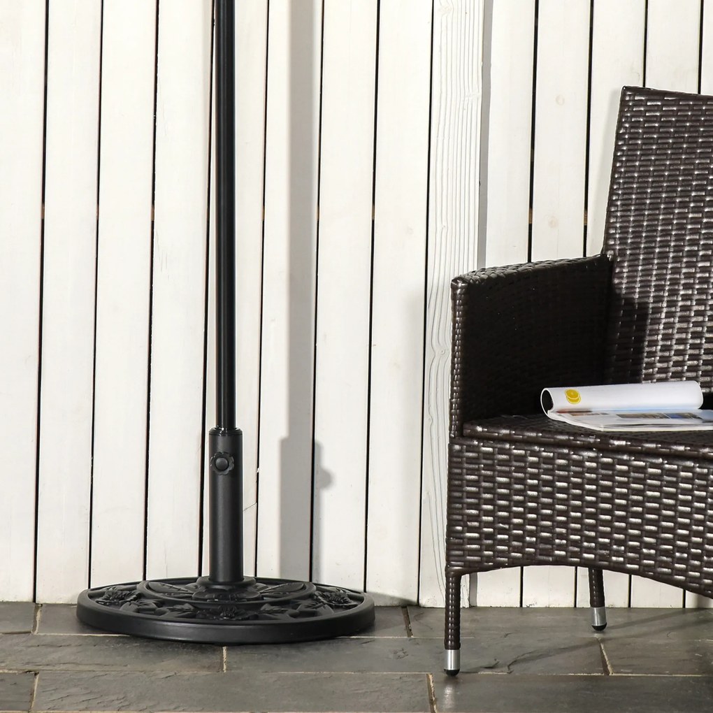 Outsunny stojak na parasol półokrągły 9kg wzór kwiatowy HDPE cement stabilny i dekoracyjny | Aosom PL