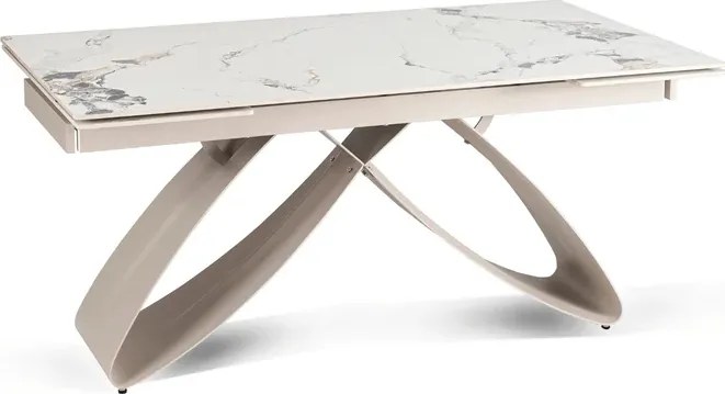 Stół Rozkładany Prostokątny LUIGI 160-240 cm Ceramiczny Biały Marmur/Kaszmir do Jadalni Nowoczesny