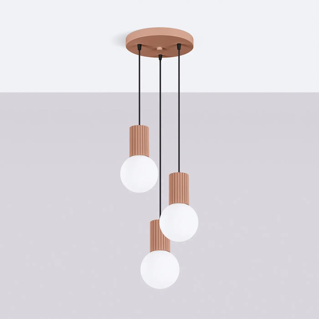 Lampa wisząca HALO 3P mocca ryflowana SOLLUX LIGHTING