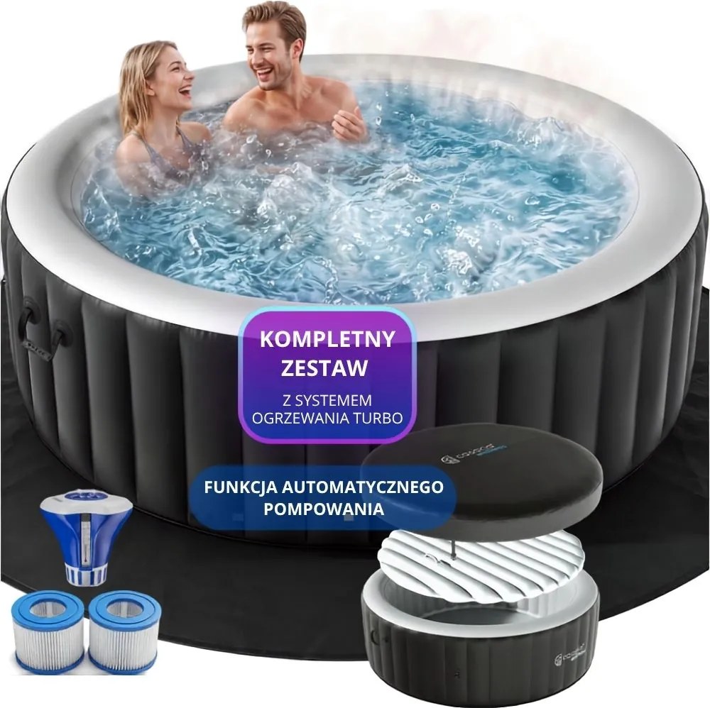 Nadmuchiwane jacuzzi OASIS dla 6 osób, okrągłe, czarne Casaria