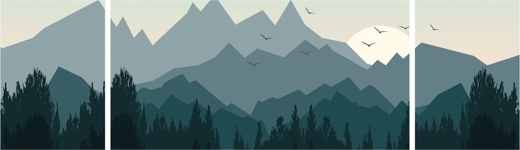 Obraz - Góry oczami grafika (170x50 cm)