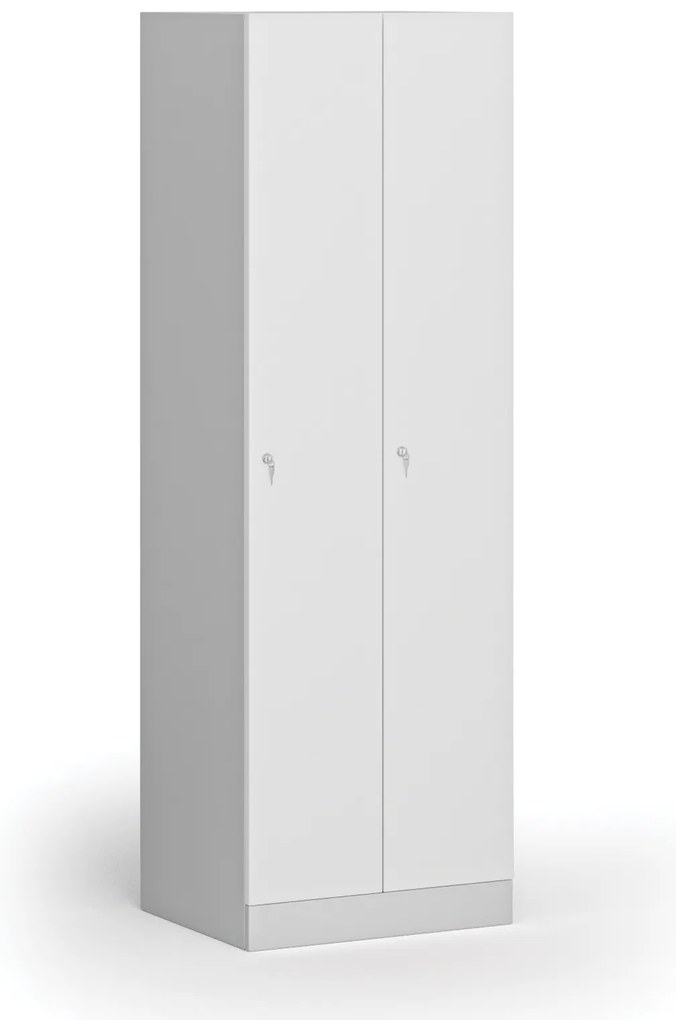 Szafka ubraniowa S1, 2-drzwiowa, 1850 x 600 x 500 mm, demontaż, zamek cylindryczny, drzwi laminowane, biała