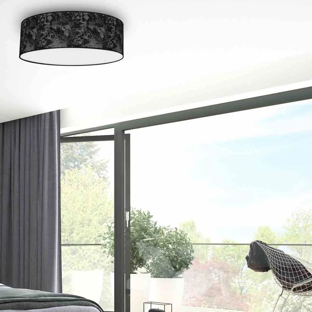 Lampa Sufitowa, czarna, okrągła SATINO SILVER 3xE27 Ø60cm