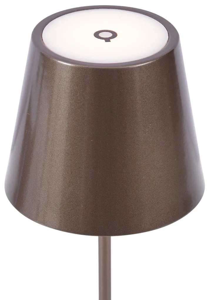 Nowoczesna lampa stołowa ciemny brąz 37 cm z LED ściemnialna IP54 ładowalna - Topi Nowoczesny Oswietlenie wewnetrzne